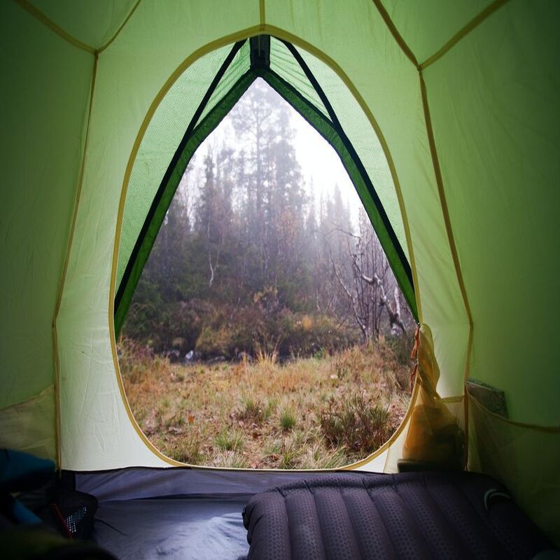 camping inside a tent