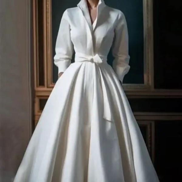 collar shirt with long skirt